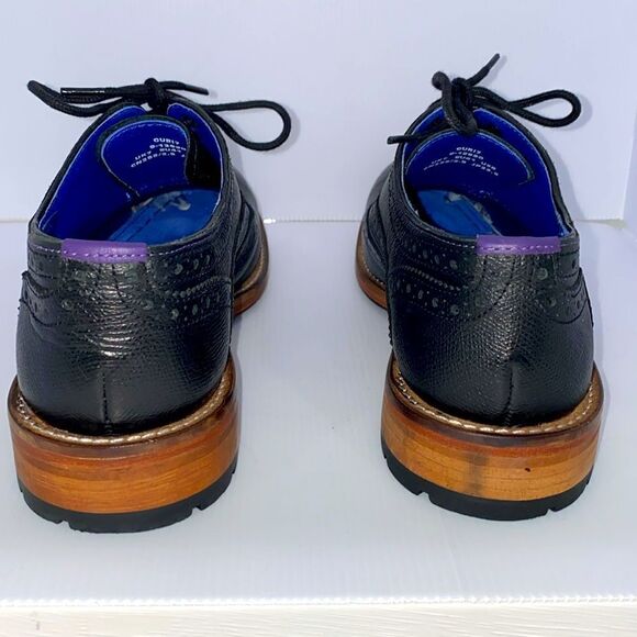 Ted Baker Guri 7 Black Oxford Brogue Shoes With Stacked Block Heel Men's Size 8 - Picture 4 of 16